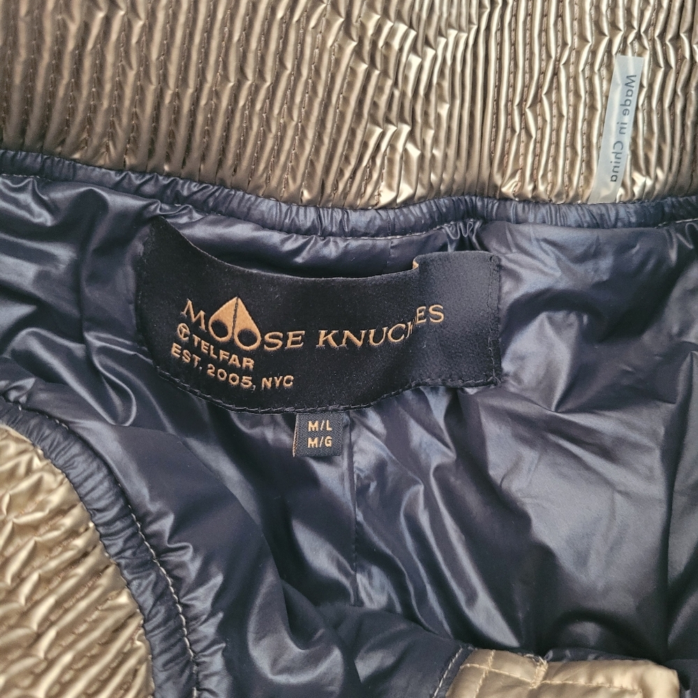 Moose Knuckles Metallic Gold Quilted Ski Pants with Fur Trim - Picture 13 of 13